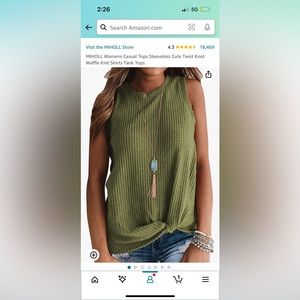 MIHOLL Womens Tops Sleeveless Cute Twist Knot Waffle Knit Shirts Tank Tops